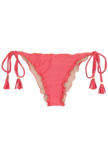 Rosafarvede brasilianske scrunch bikinitrusser med iriserende effekt og pomponer - BOTTOM FLORENCE FRUFRU