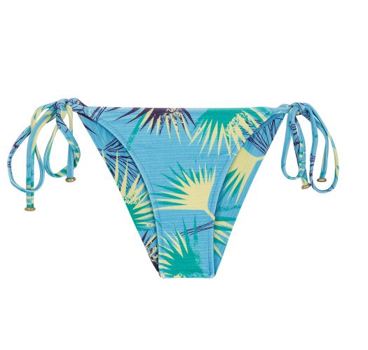 Accessorized blue floral side-tie bikini bottom - BOTTOM FLOWER GEOMETRIC INVISIBLE
