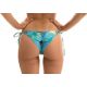 Accessorized blue floral side-tie bikini bottom - BOTTOM FLOWER GEOMETRIC INVISIBLE