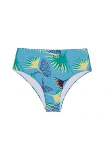 Jasnoniebieskie figi do bikini z wysokim stanem w kwiaty - BOTTOM FLOWER GEOMETRIC RETO