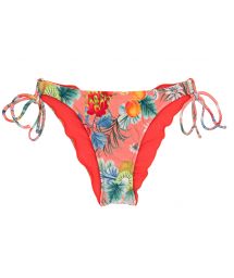 Coral pink print double-tie scrunch bikini bottom - BOTTOM FRUTTI IPANEMA