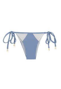 White & denim blue bi-material side-tie Brazilian bikini bottom - BOTTOM GAROA WHITE TRI