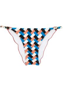 Renkli geometrik desenli ayarlanabilir kırışık bikini altı - BOTTOM GEOMETRIC TRI INVISIBLE