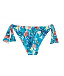 Floral blue side-tie scrunch bikini bottom - BOTTOM ISLA BRA