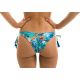 Blue floral Brazilian bikini bottom with pompoms - BOTTOM ISLA TRI FIXO