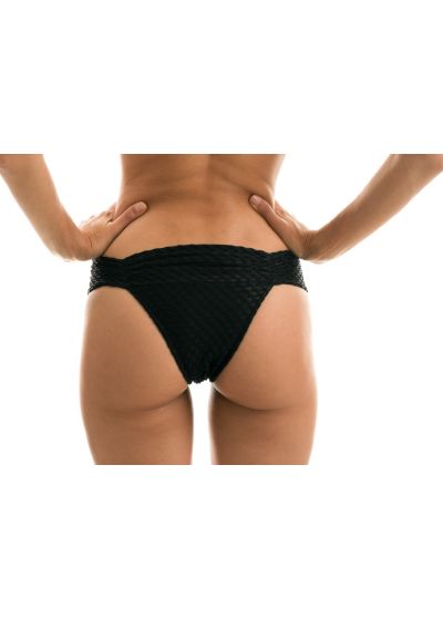 Black textured Brazilian bikini bottoms - BOTTOM KIWANDA PRETO BANDEAU