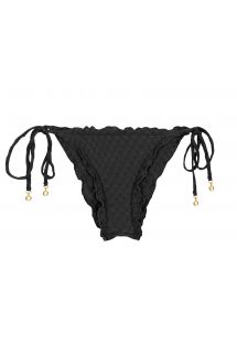 Black textured side-tie scrunch bikini bottom - BOTTOM KIWANDA PRETO FRUFRU