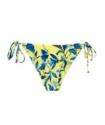 Yellow and blue print side-tie bikini bottom - BOTTOM LEMON FLOWER COMFORT