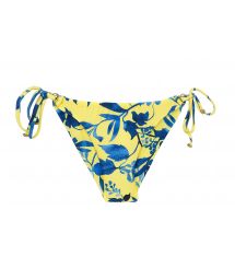 Accessorized plant yellow side-tie Brazilian bikini bottom - BOTTOM LEMON FLOWER INVISIBLE