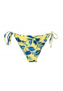 Ozdobne żółte wiązane figi do bikini w roślinny wzór - BOTTOM LEMON FLOWER INVISIBLE