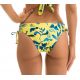 Wiązane po bokach figi do bikini w żółto-niebieski wzór - BOTTOM LEMON FLOWER TRANSPASSADO