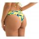 Yellow large waist band bikini bottom with plant print - BOTTOM LEMON FLOWER TRI COS