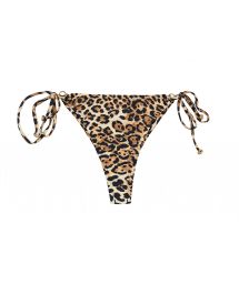 Accessorized side-tie leopard print thong bikini bottom - BOTTOM LEOPARDO INVISIBLE MICRO