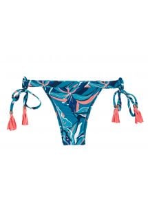 Wiązane figi do bikini z niebiesko-różowym nadrukiem i frędzelkami - BOTTOM LILLY TRI FIXO