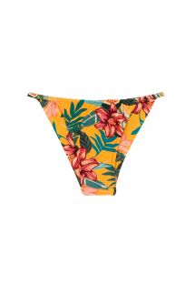 Slip bikini brasiliano sfacciato giallo e arancione floreale con striscia fianchi sottili - BOTTOM LIS CHEEKY-FIXA