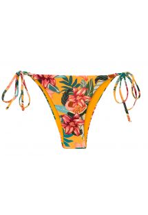 Braga de bikini brasileño de color amarillo-naranja, estilo floral, con lazos laterales - BOTTOM LIS IBIZA