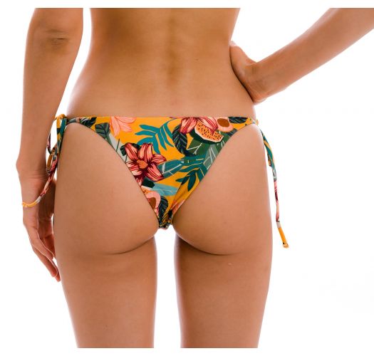 Brazilian Bikinihose orangegelb geblümt mit Seitenschnüren - BOTTOM LIS IBIZA