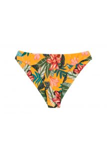 Pomoarańczowo-żółte figi do bikini typu scrunch w kwiaty - BOTTOM LIS NICE