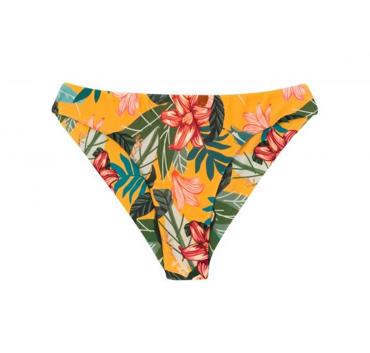 Orange yellow fixed scrunch bikini bottom in floral print - BOTTOM LIS NICE