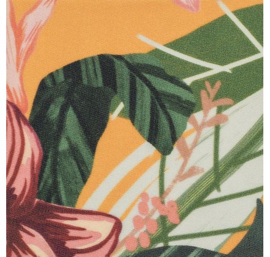 Orange yellow fixed scrunch bikini bottom in floral print - BOTTOM LIS NICE