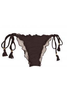 Brown scrunch bikini bottom with tassels - BOTTOM METEORITE FRUFRU