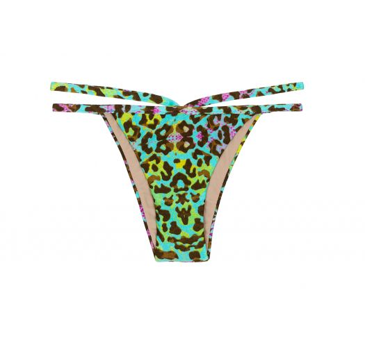 Colourful Leopard Print Strappy Brazilian Bikini Bottoms Bottom
