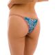 Blue Brazilian bikini bottom with thin sides and leaves pattern - BOTTOM PALMS-BLUE CALIFORNIA
