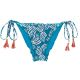 Blue scrunch bikini bottom with leaf pattern and wavy edges - BOTTOM PALMS-BLUE FRUFRU
