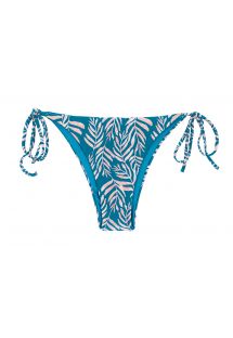 Brazilian Bikinihose blaugrundig mit Blattprint, Seitenschnüre - BOTTOM PALMS-BLUE IBIZA