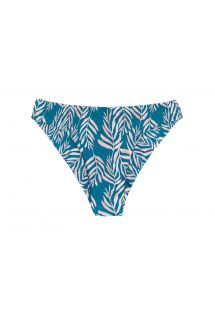 Slip bikini fisso blu con motivo a foglie - BOTTOM PALMS-BLUE NICE