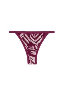 Wine red Brazilian bikini bottom with thin sides and leaves pattern - BOTTOM PALMS-VINE CALIFORNIA