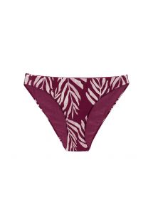Slip bikini color rosso vino con motivo a foglie - BOTTOM PALMS-VINE COMFY