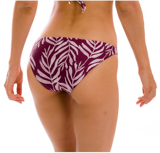 Wine color bikini bottom with leaf pattern - BOTTOM PALMS-VINE COMFY