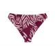 Slip bikini fisso color rosso vino con stampa foglie - BOTTOM PALMS-VINE NICE