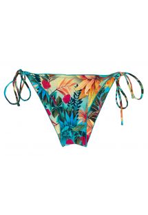 Figi od bikini scrunch w tropikalne kwiaty z falistymi brzegami - BOTTOM PARADISE FRUFRU