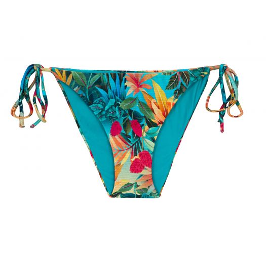 Blue tropical flowers side-tie bikini bottom - BOTTOM PARADISE IBIZA-COMFY