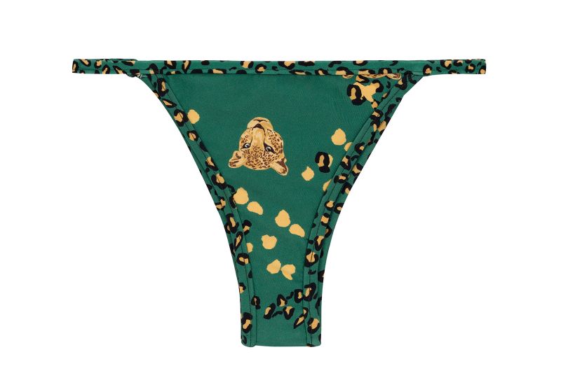 Brazilian fixed bikini bottom with thin sides and green leopard pattern - BOTTOM ROAR-GREEN CALIFORNIA