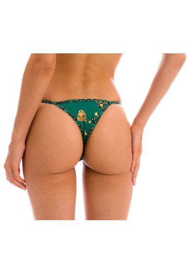 Brazilian fixed bikini bottom with thin sides and green leopard pattern - BOTTOM ROAR-GREEN CALIFORNIA