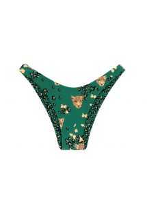 Slip bikini brasiliano fisso sgambato verde con stampa di leopardo - BOTTOM ROAR-GREEN HIGH-LEG