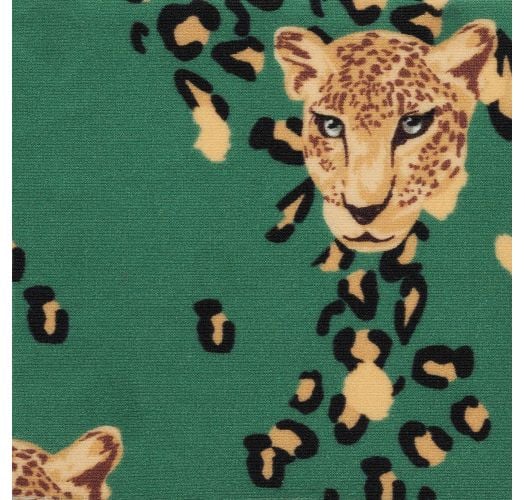 Reversible green leopard print fixed thong - BOTTOM ROAR-GREEN HIGH-LEG
