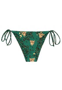 Slip bikini brasiliano laccetti laterali verde verde con stampa di leopardo - BOTTOM ROAR-GREEN IBIZA-COMFY