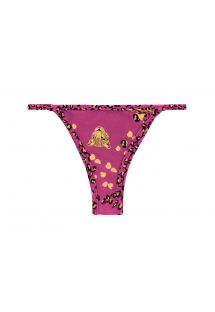 Feste Brazilian Bikinihose rosagrundig mit Leopardenmotiv, schmale Seiten - BOTTOM ROAR-PINK CALIFORNIA