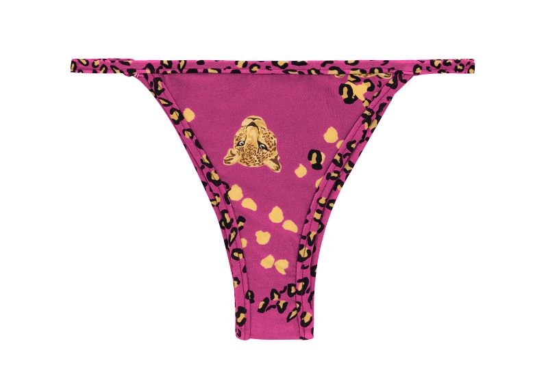 Pink Brazilian bikini bottom with thin sides and leopard pattern - BOTTOM ROAR-PINK CALIFORNIA