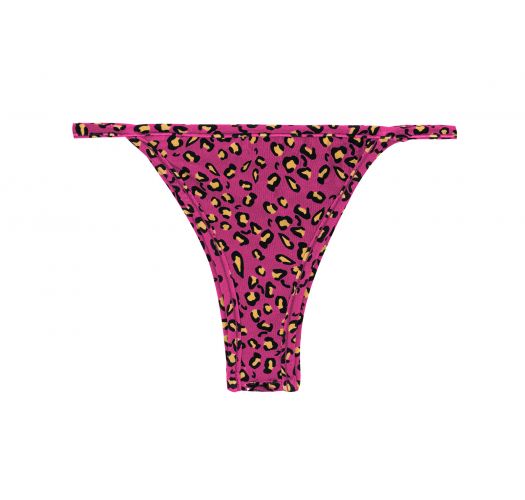 Różowe brazylijskie figi do bikini z cienkimi bokami i wzorem w panterkę - BOTTOM ROAR-PINK CALIFORNIA