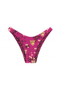 Slip bikini reversibile sgambato rosa con stampa di leopardo - BOTTOM ROAR-PINK HIGH-LEG