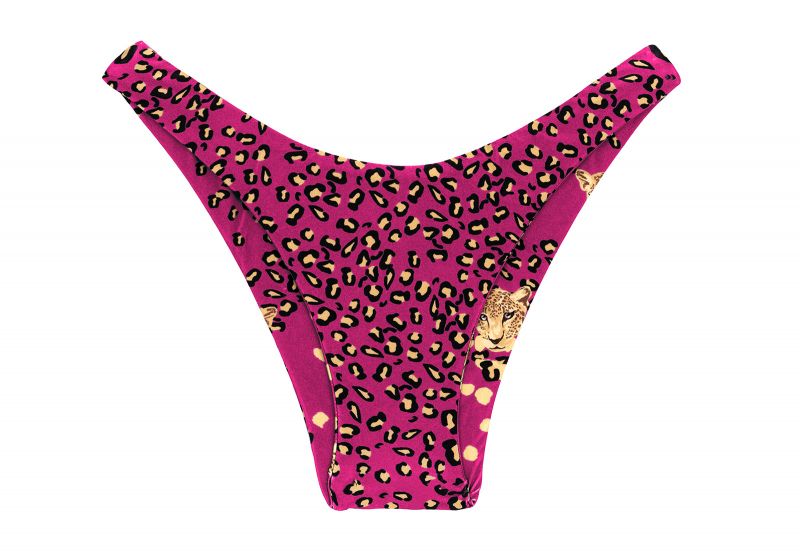 Reversible pink leopard print fixed thong - BOTTOM ROAR-PINK HIGH-LEG
