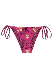 Różowe wiązane figi do bikini w panterkę - BOTTOM ROAR-PINK IBIZA-COMFY