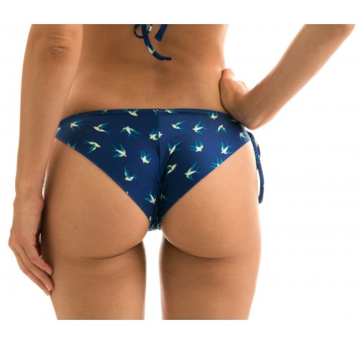 Navy side-tie scrunch bikini bottom birds pattern - BOTTOM SEABIRD CHEEKY COMFORT