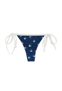 Navy blue side-tie string bikini bottom with white ties - BOTTOM SEABIRD MICRO