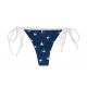 Navy blue side-tie string bikini bottom with white ties - BOTTOM SEABIRD MICRO